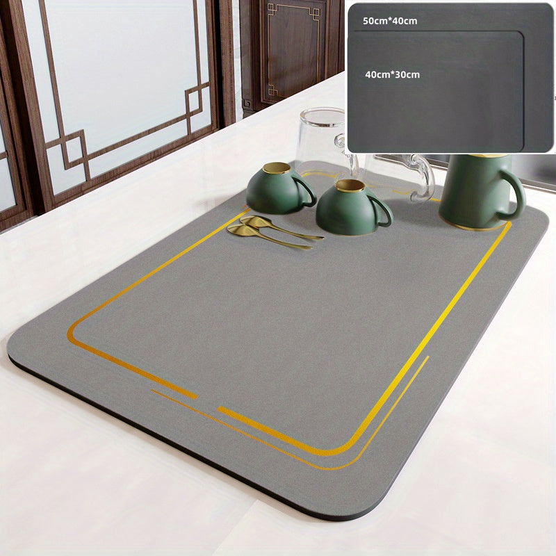 Rubber Dish Drying Mat Absorbent Drainer Mat Kitchen Supplies