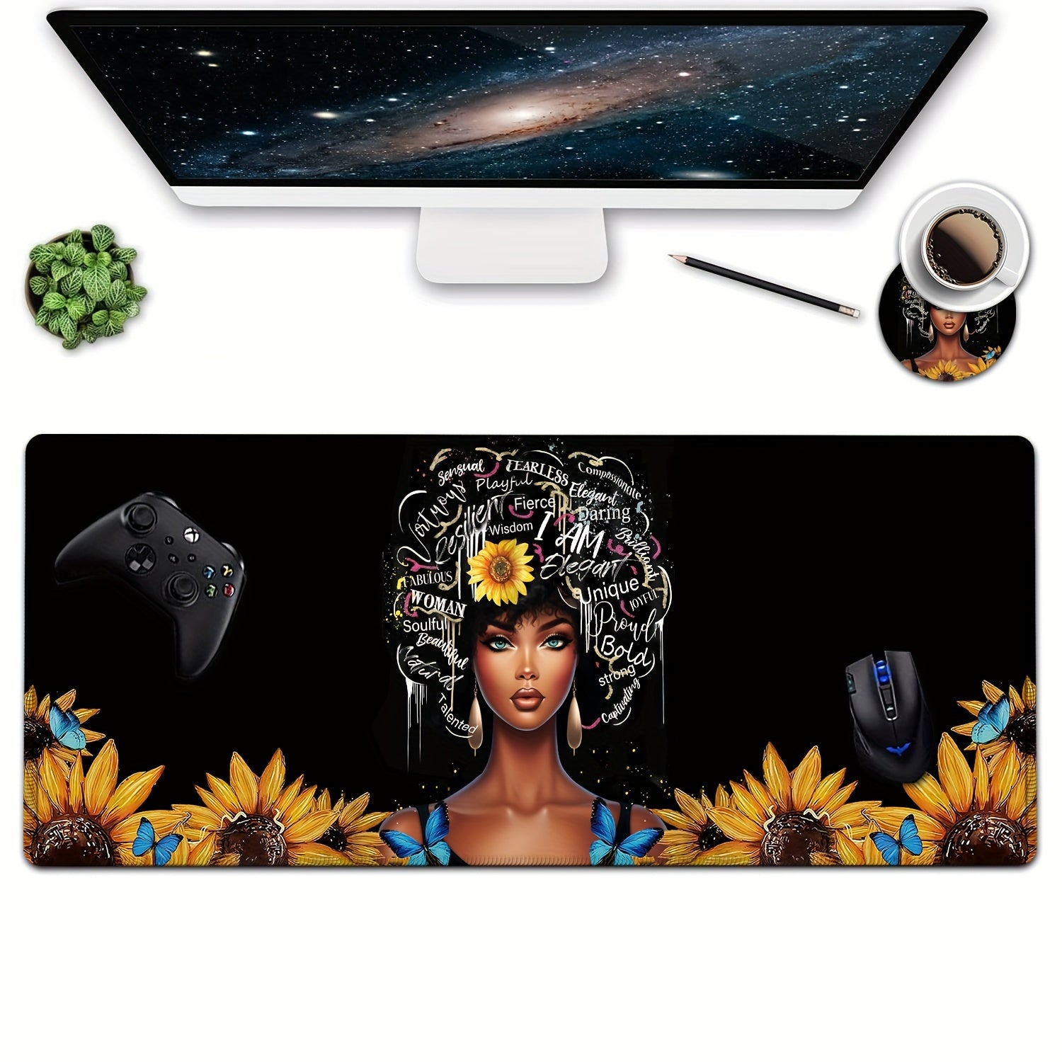African American Girl Queen Women Mouse Pad XL
