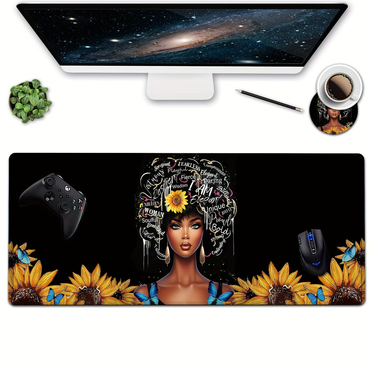 African American Girl Queen Women Mouse Pad XL