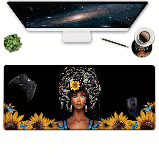African American Girl Queen Women Mouse Pad XL