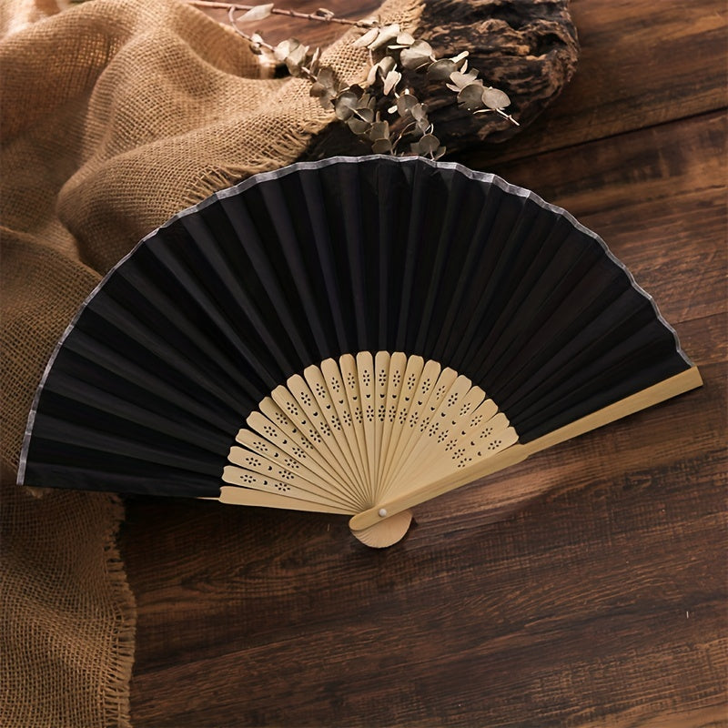 Vintage Hand Fan Folding Fan Wedding Party Wooden Fan Chinese Hanfu Fan