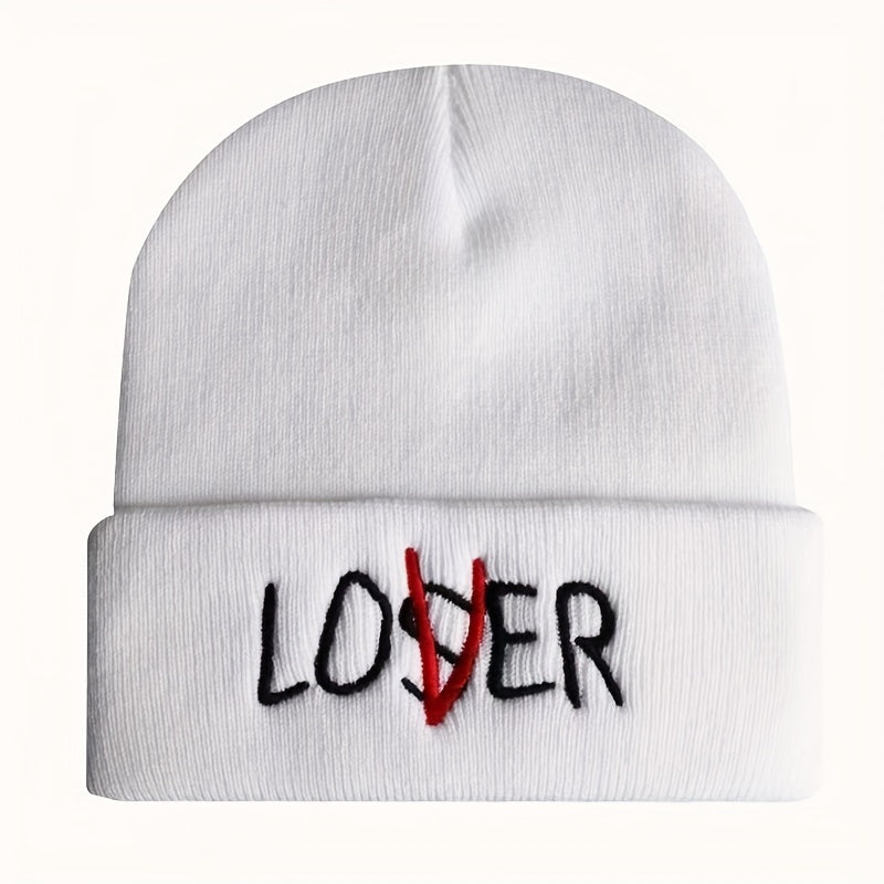 LOSER Embroidered Beanie Solid Elastic Knit Hat Hip Hop Skull Cap