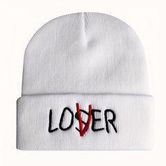 LOSER Embroidered Beanie Solid Elastic Knit Hat Hip Hop Skull Cap