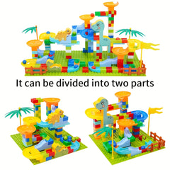 Dinosaur Slide Track Building Blocks Marble Run Toy DIY Set