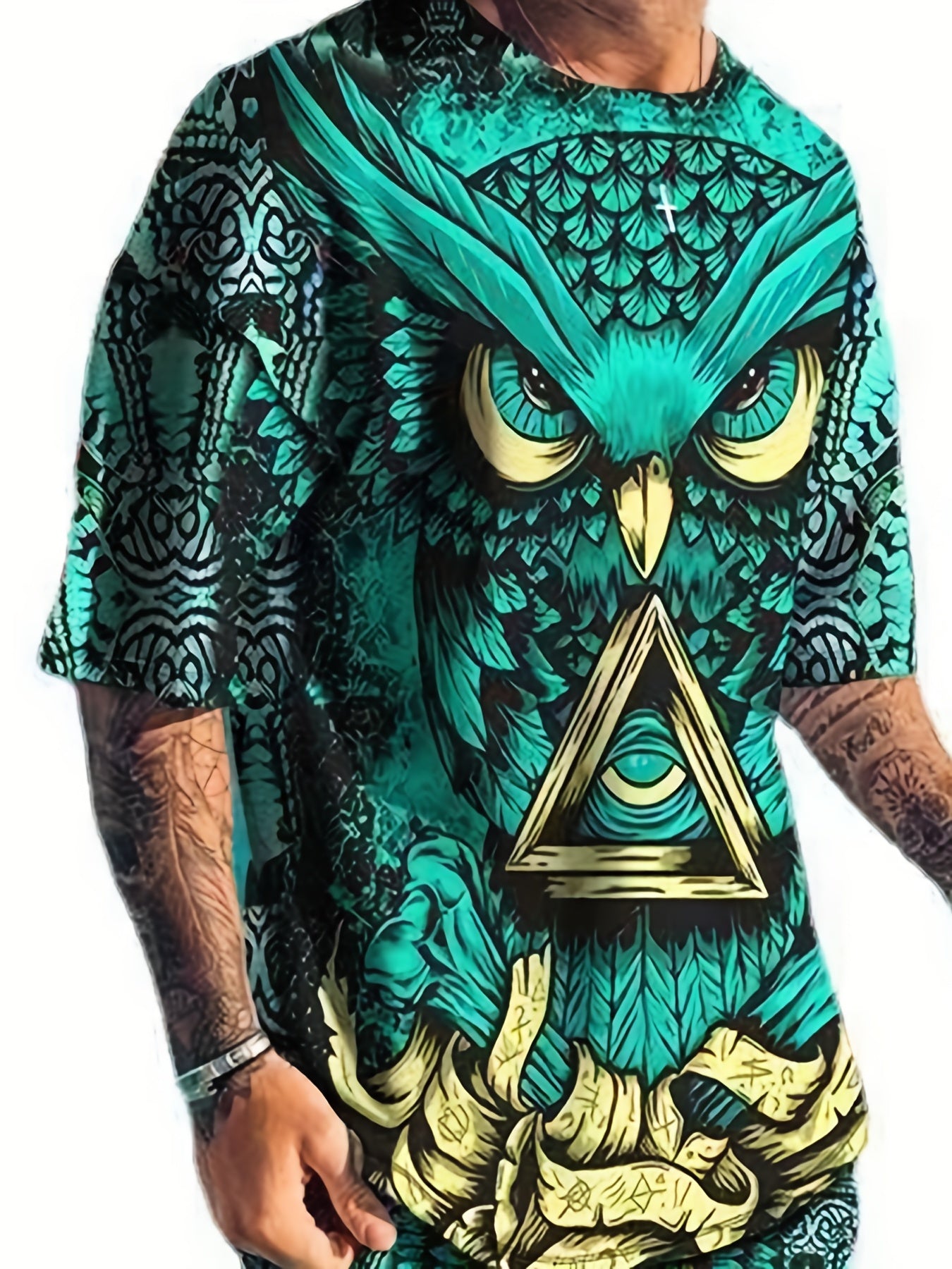 Men's Mythical Owl Graphic T shirt & Shorts For Halloween