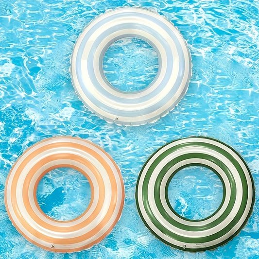 Striped Swim Ring for Adults & Kids - Durable PVC