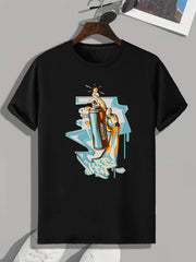 Spray Print Men's Graphic Tee for Summer