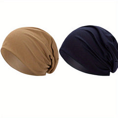 2pcs Solid Thin Headgear Hat European American Autumn Winter Warm Cap