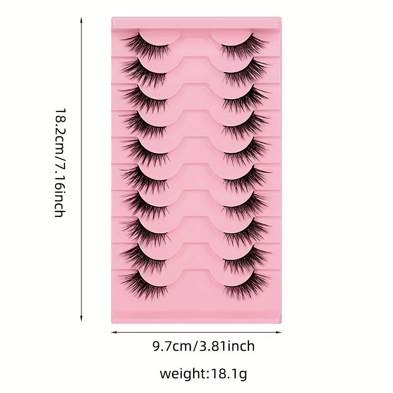 10 Pairs Fox Eye Lashes Winged End Manga Style Eyelashes
