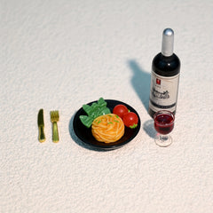 Red Wine Pasta and Steak Set for Dollhouse