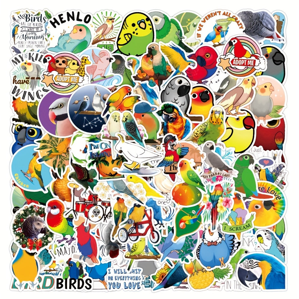 100pcs Parrot Cartoon Graffiti Stickers Waterproof DIY Toy