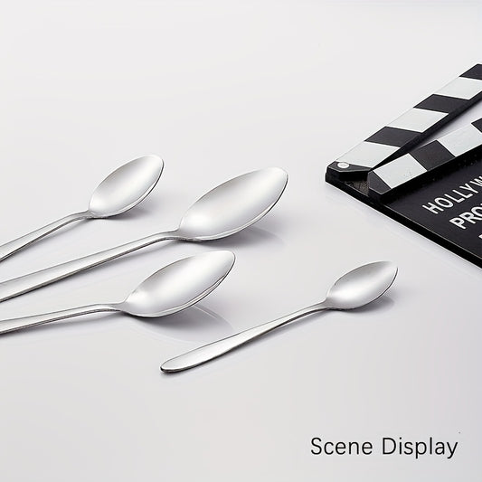 8pcs Stainless Steel Teaspoons Set Round Pointed Silverware Mirror Polished