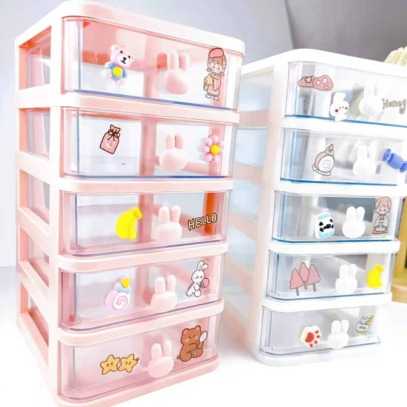 Rabbit Desktop Storage Box Transparent Drawer Desk Mini Storage