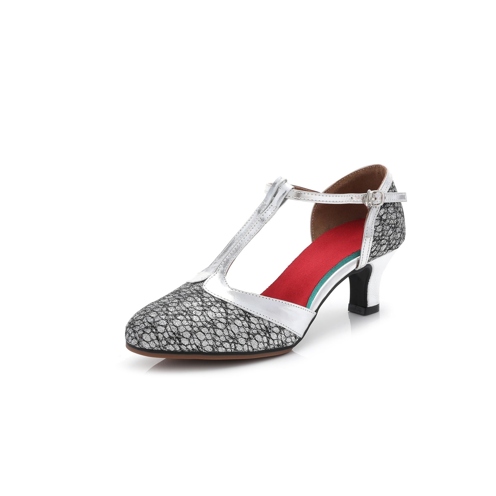 Women's Latin Dance Shoes with Closed Toe Buckle & Kitten Heels