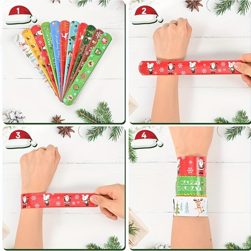 Christmas Snap Bracelets Reindeer Wristbands - Festive Party Favors