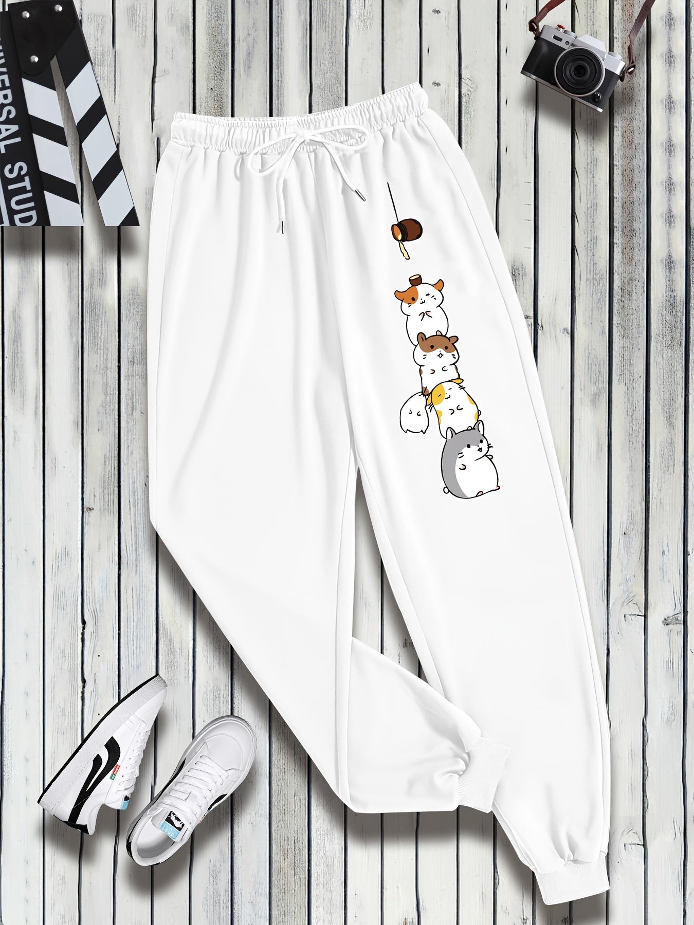  Animal Print Drawstring Sweatpants Women's Plus Elastic Sweatpants