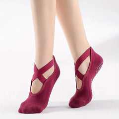 Yoga Socks Non-slip Towel Bottom Comfortable Cross Strap Breathable Dance Socks