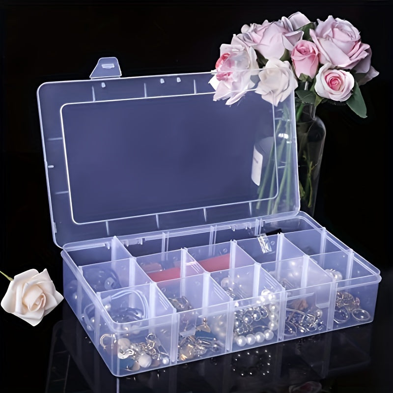 Clear Storage Box with Adjustable Dividers 15 Grids