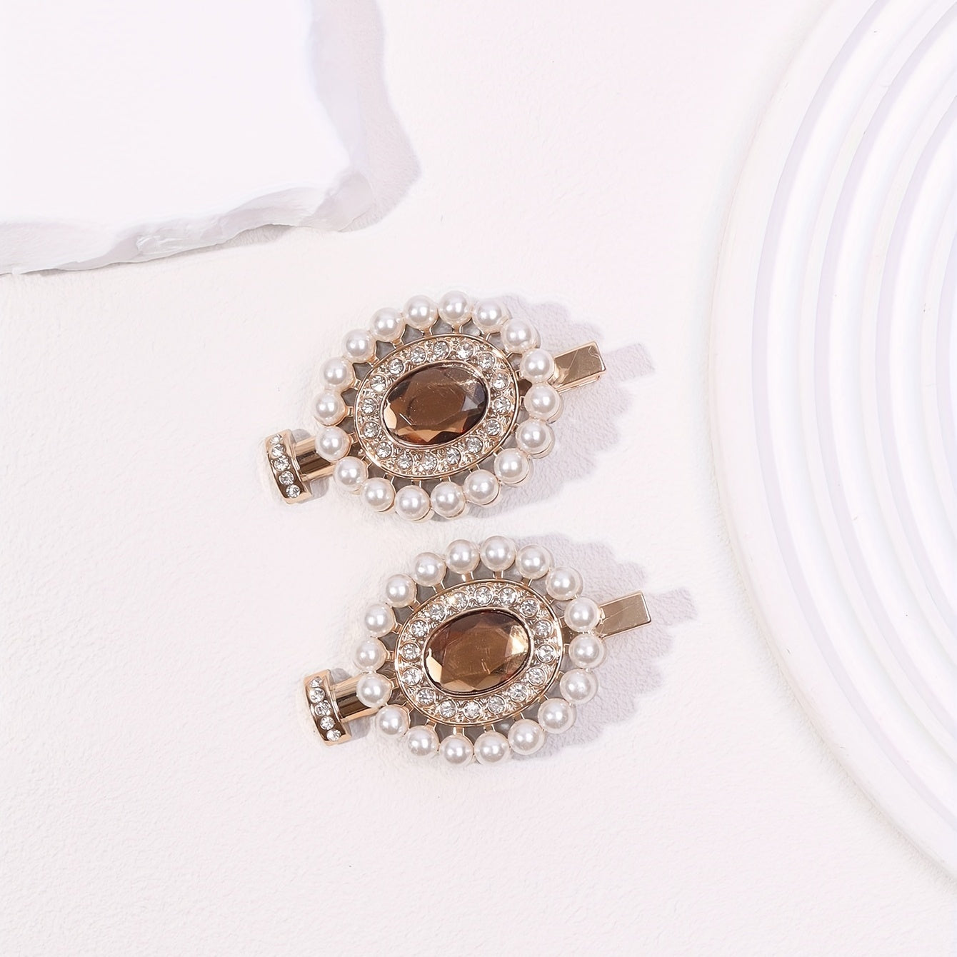 2pcs Faux Pearl Hair Clip Perfume Bottle Shaped Duck Billed Clip 