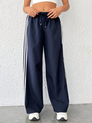 Women's Plus Stripe Print High Rise Wide Leg Trousers