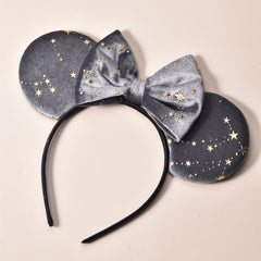 Girls Velvet Cloth Bronzing Pentagram Ears Hair Hoop Dress Up Hair Accessories