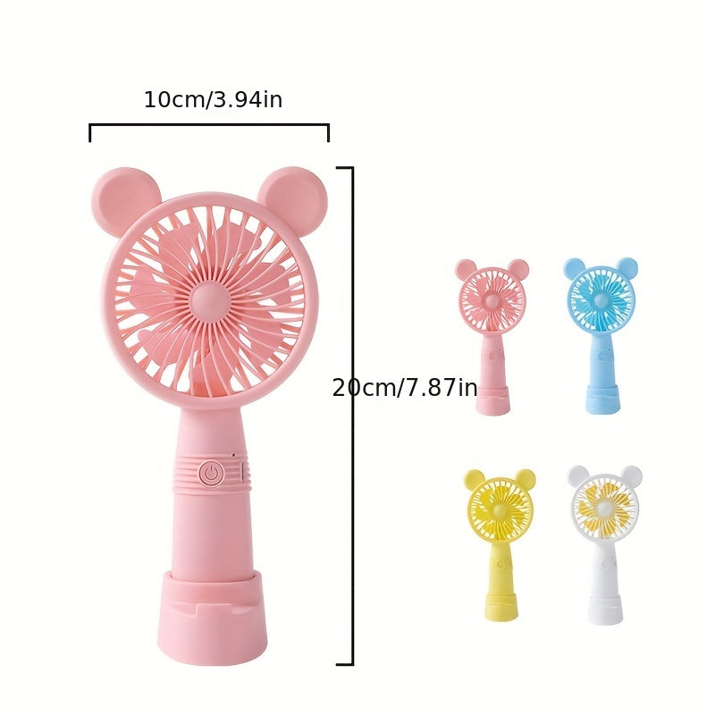 USB Charging Handheld Fan with Mobile Phone Stand Holder Cartoon Shape