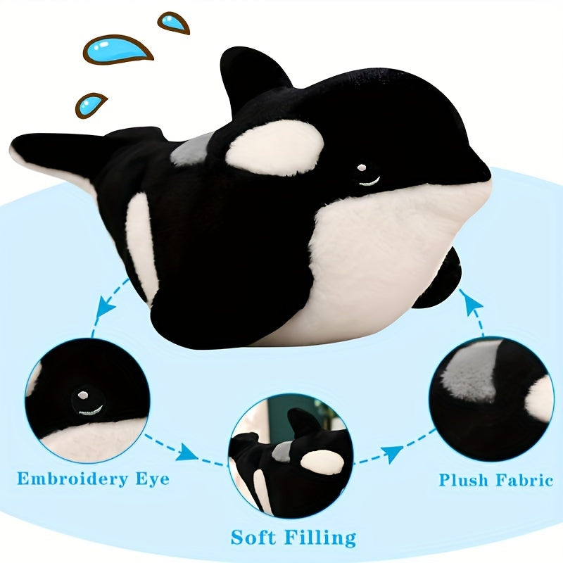 Soft Killer Whale Plush Toy - Fluffy Cartoon Doll for Home Decor