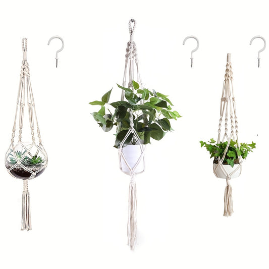 1pc 3pcs Macrame Plant Hanger Set Large Ivory