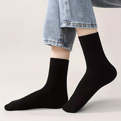 10 Pairs Solid Socks Comfy & Breathable Women's Stockings