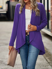 Solid Jacket Casual Open Front Outerwear Women's Clothing