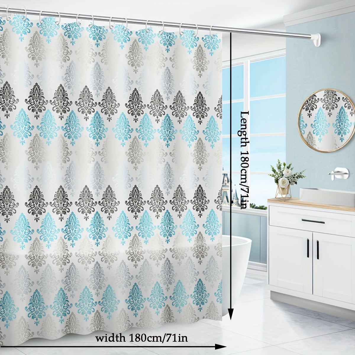 Waterproof European Shower Curtain with Metal Grommets