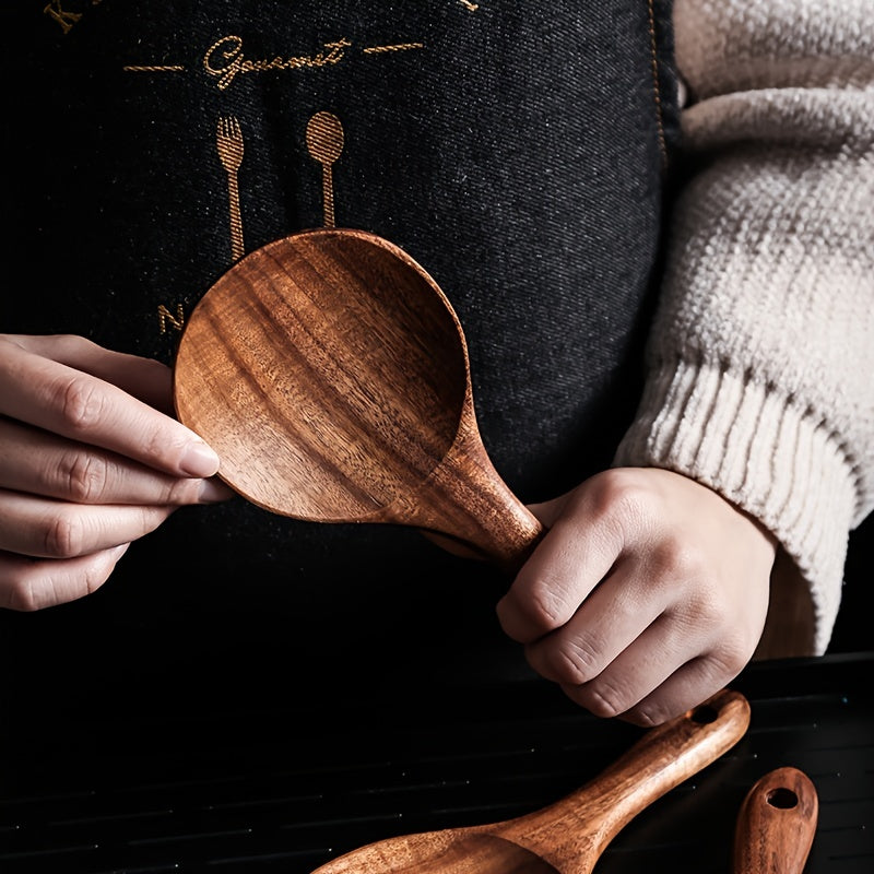Teak Wooden Spoon Set for Porridge Rice Soup Seasoning Durable Kitchen Utensils