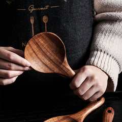 Teak Wooden Spoon Set for Porridge Rice Soup Seasoning Durable Kitchen Utensils