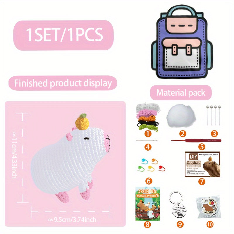 Capybara Crochet Kit for Adults - Christmas Gift, Beginner Craft Set