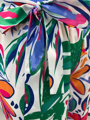 Floral Print Belted High Rise Wide Leg Pants