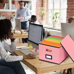 Durable File Storage Box with Lid & Handles - Portable Organizer