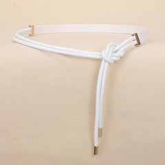 Vintage Thin Knotted Belt PU Leather Outerwear Belts for Women