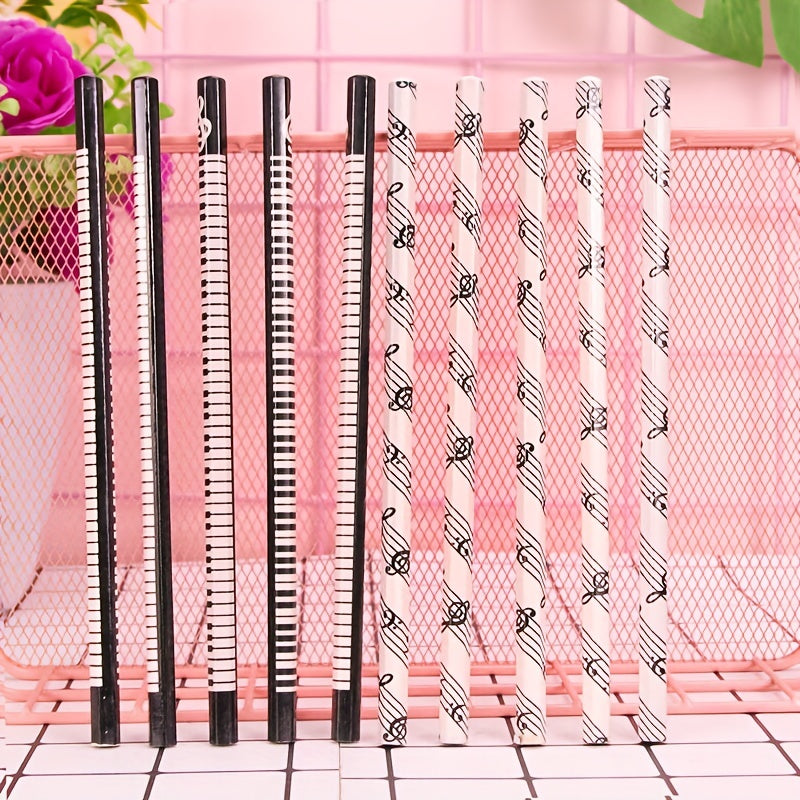 10pcs Hexagon Music Note Pattern Pencil, Creative Piano Students Pencil