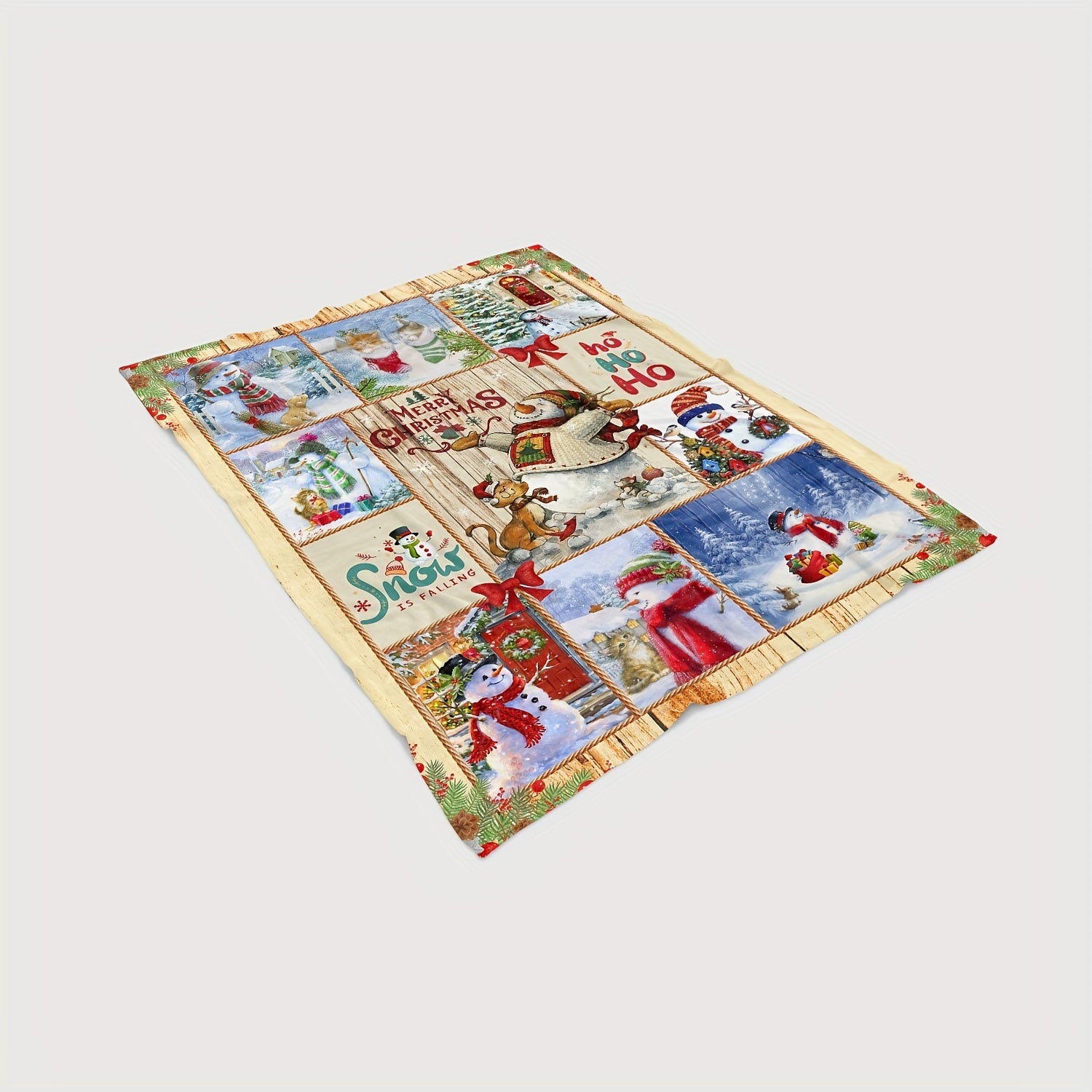 Christmas Snowman Flannel Blanket Lightweight Warm Soft Comfort for Travel Campi