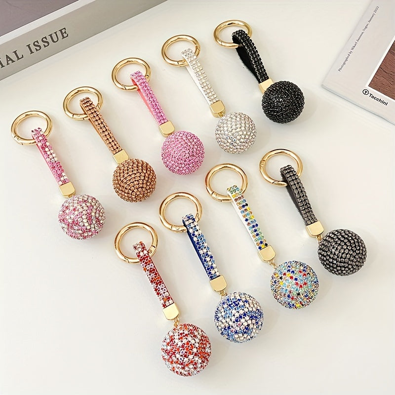 Christmas Rhinestone Ball Keychain Backpack Pendant Car Key Decoration