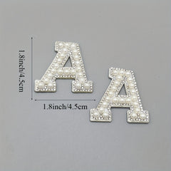 2pcs Pearl Rhinestone Letter Patch Sticker DIY Clothes Decoration