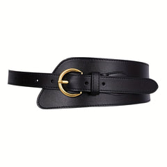 Wide Leather Belt Pin Buckle Girdle Decorative Coat Sweater Skirt Waistband