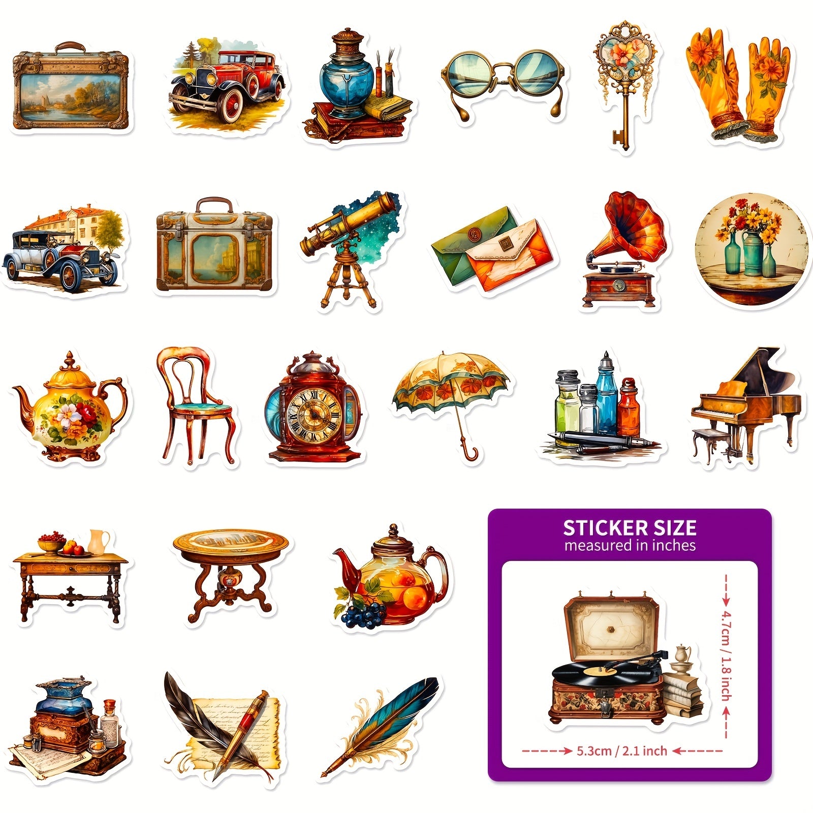 50pcs Retro Steampunk Stickers for Water Bottle Laptop Phone Skateboard