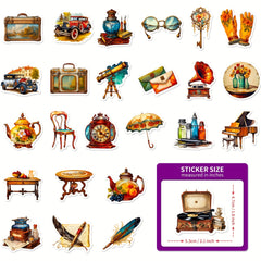 50pcs Retro Steampunk Stickers for Water Bottle Laptop Phone Skateboard