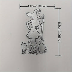 Halloween Witch Cat Spider Web Cutting Mold DIY Scrapbooking Craft Decoration