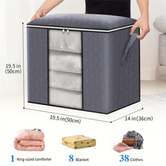 4pcs Zippered Clothes Storage Box Large Capacity Organizer