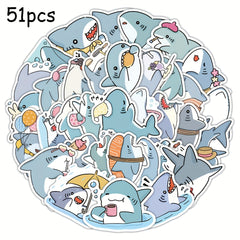 51 Whimsical Gray Shark Stickers Vinyl Decals for Laptops