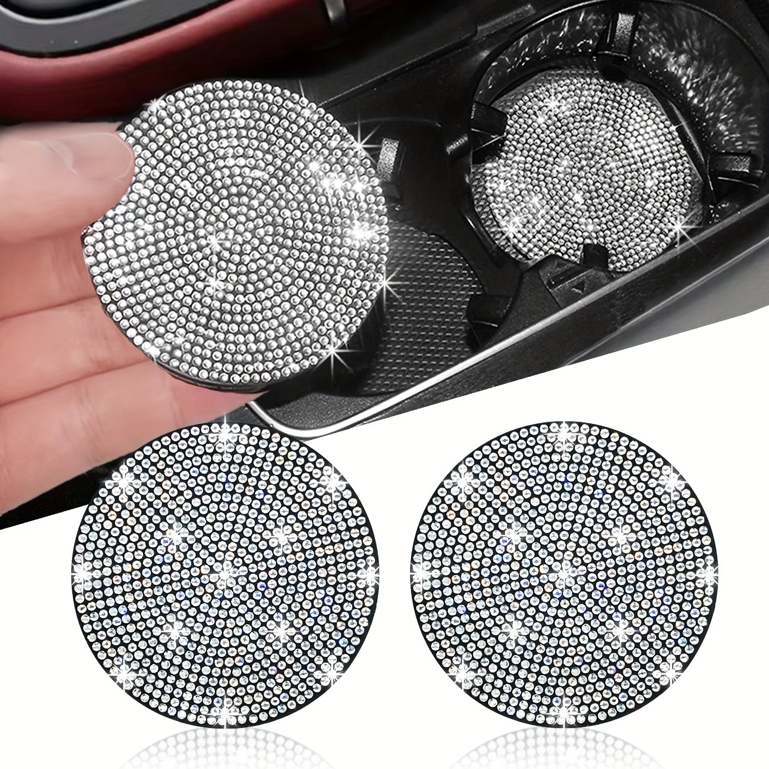 Bling Car Cup Holder Coaster - Universal Anti Slip Shockproof