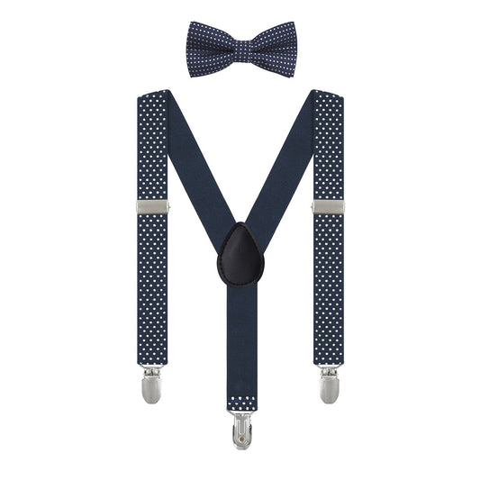 Boys Polka Dots Print Suspenders With Bow