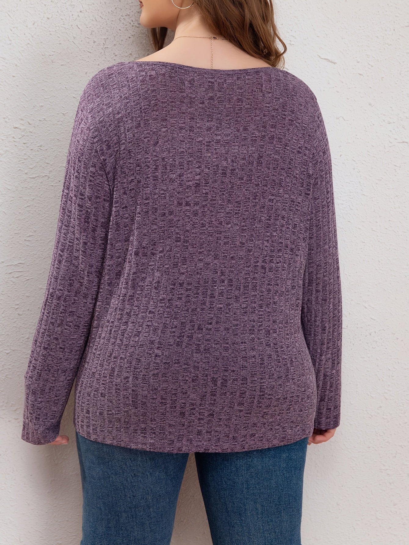  Solid Textured Long Sleeve Sweater